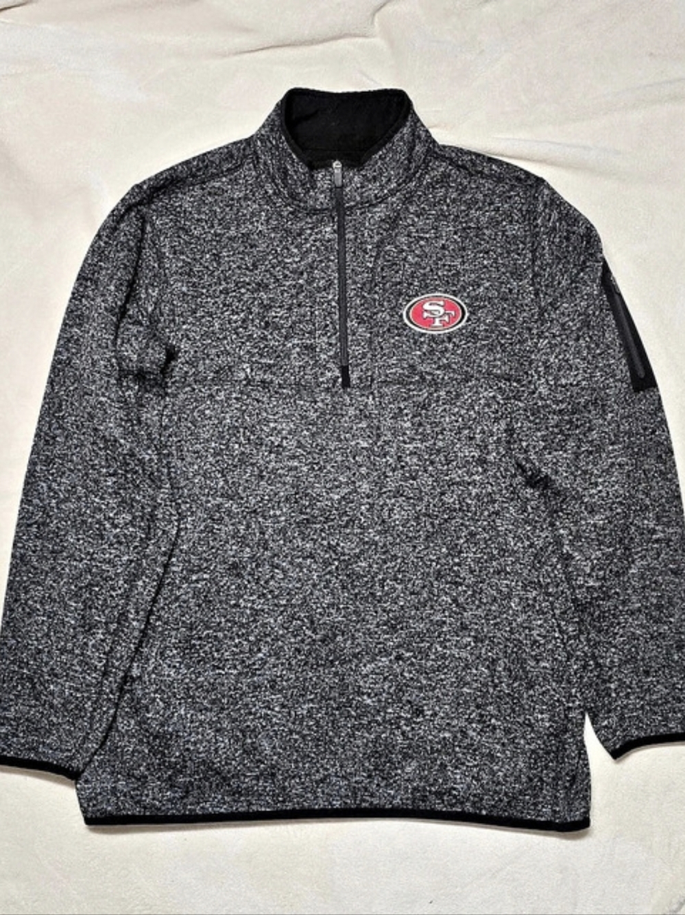 Antigua San Francisco 49ers Antigua Heathered Black Course Quarter-Zip Pullover